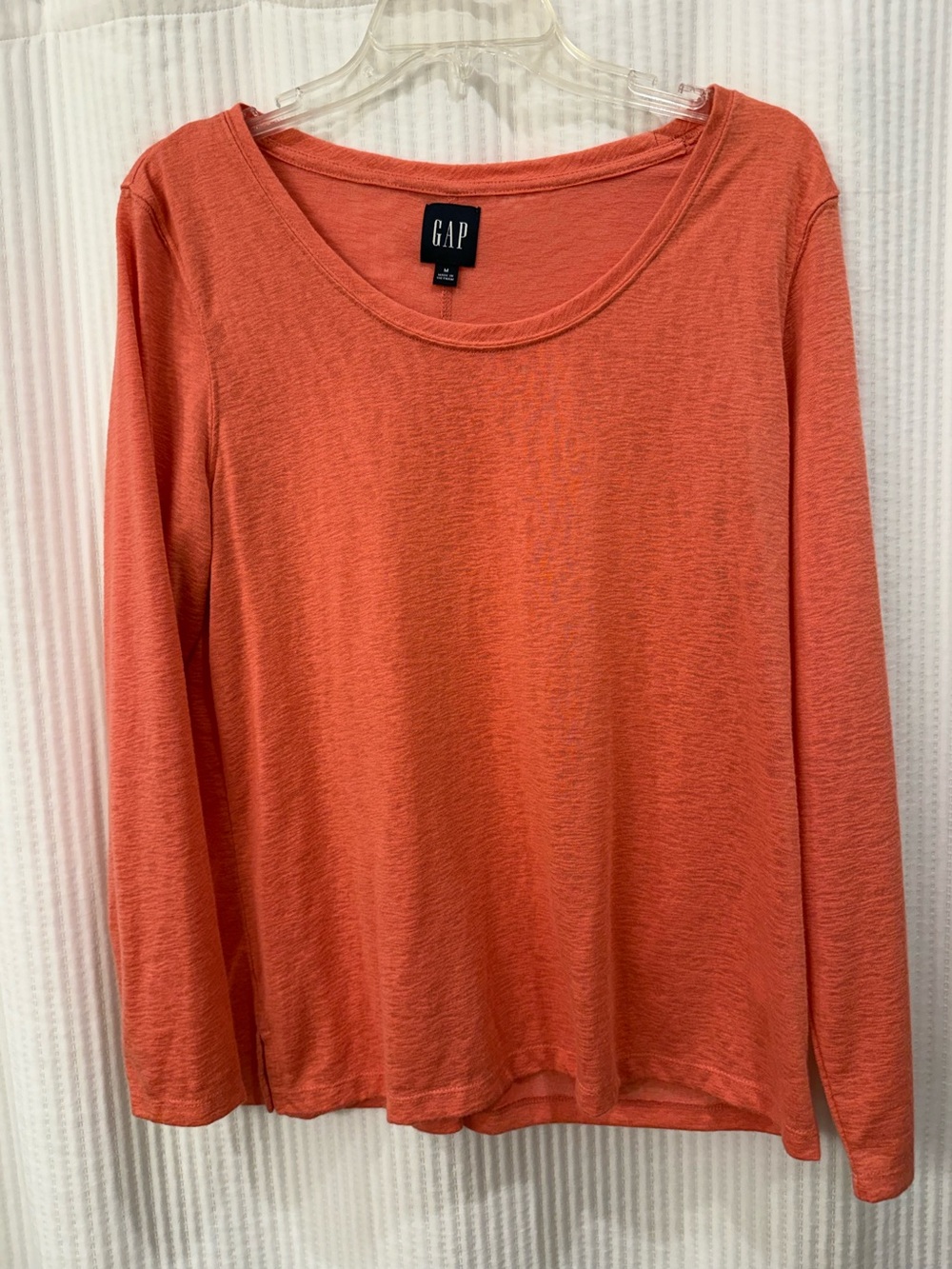 GAP Women's Long-Sleeve Lightweight Shirt in Coral - size Medium